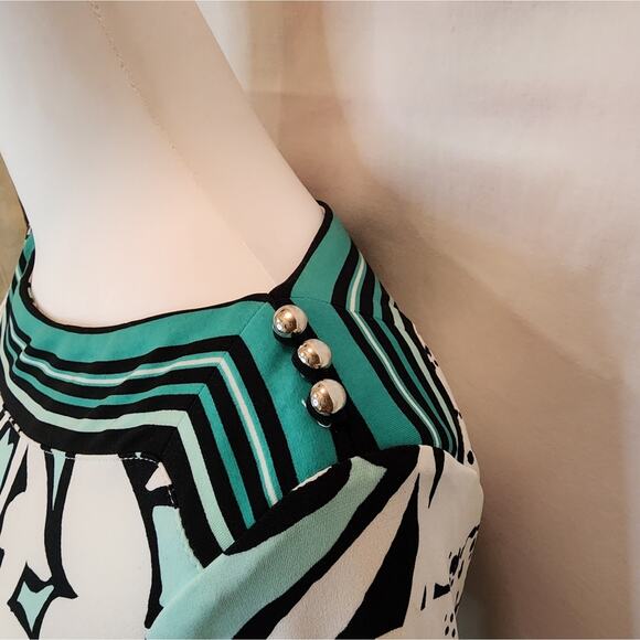 New York and Company Mint Black Belt Tie Floral Easter Spring Dress, Small - Picture 4 of 13